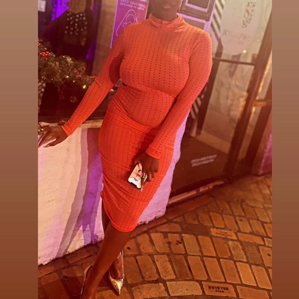 Orange back out dress